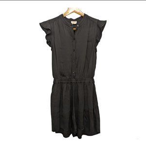 Kate Spade New York Black Viscose Flutter Sleeve Shorts Romper Size 8